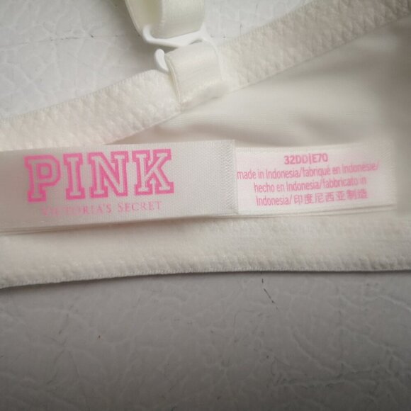 Pink Victoria's Secret White Size 32DD Underwire Lightly Lined T-shirt Bra - Picture 2 of 7